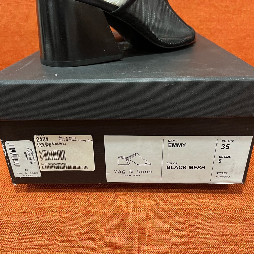 rag & bone Black Sheer Mesh Mules retail $375 - Picture 3 of 13